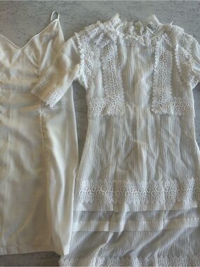 Givenchy vintage White Lace Overlay Dress with Slip